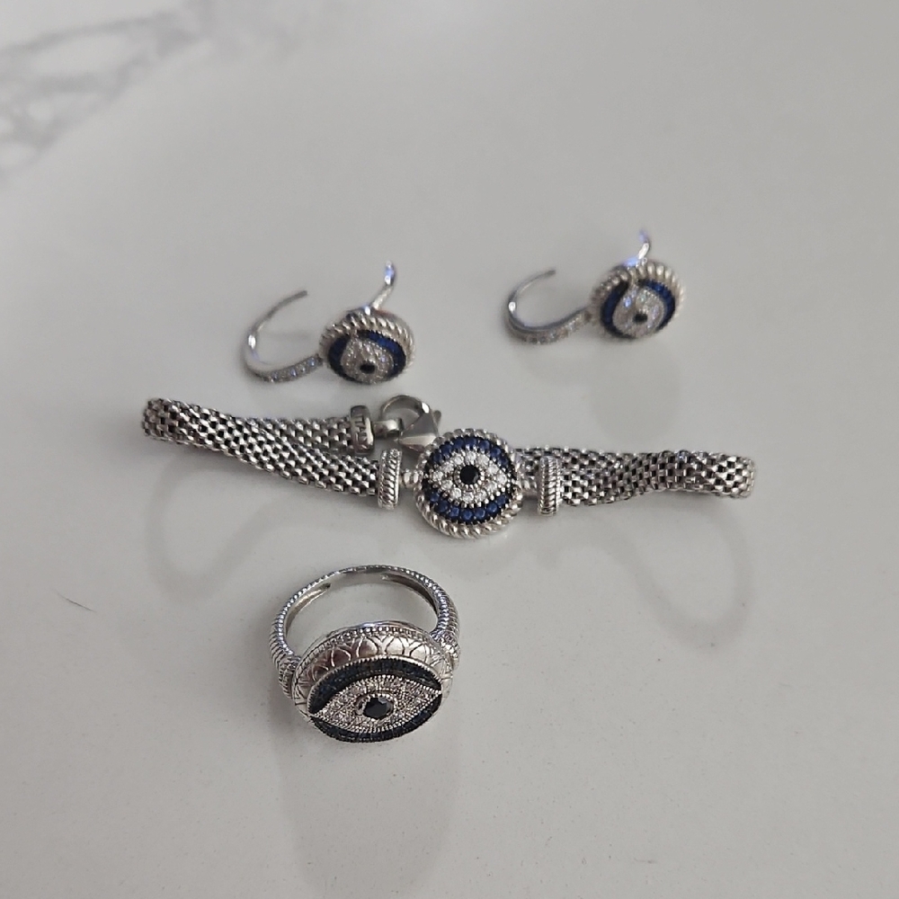 Evil Eye Sterling Silver Jewley Set